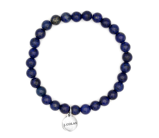 Liz Lapis Lazuli Natural Stone Bracelet - Silver & Gold Charm Options
